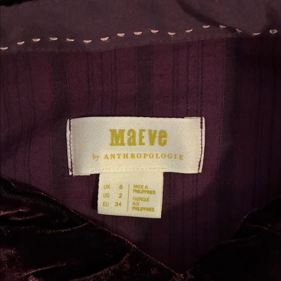 Maeve Anthropologie Velvet Button-Up Shirt - Picture 4 of 4